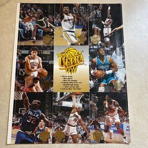 94-95 Fleer Ultra Basketball Uncut Sheet NBA - Mourning, Ewing, Olajuwon, Kukoc